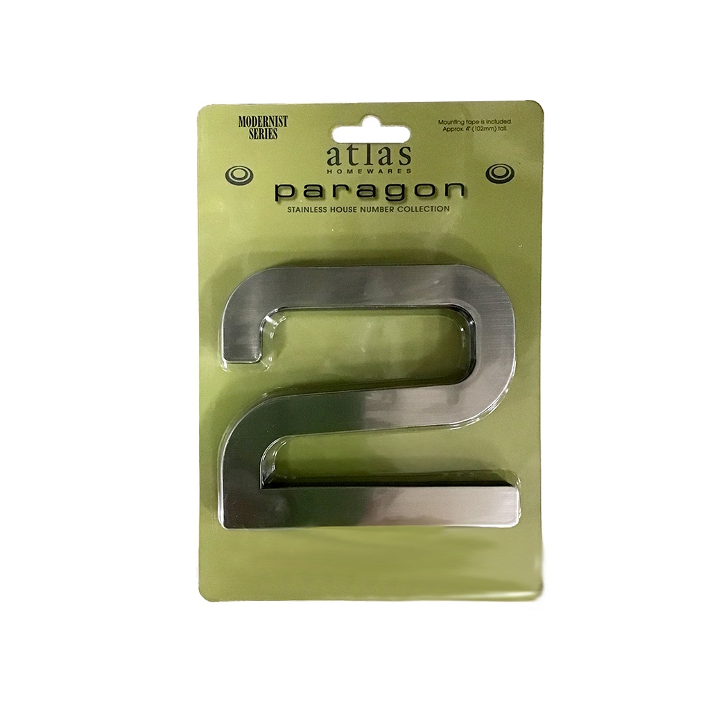 Atlas Homewares PGN2 Paragon Address Number 2 Stainless Steel Home Accents Address Numbers 2