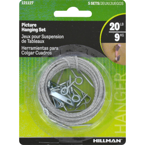 Hillman AnchorWire Steel-Plated Conventional Picture Hanging Set 20 Lb. 5 Pack