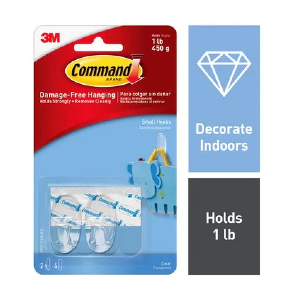 3M Command Small Plastic Hook 1-5/8 in. L 2 Pack