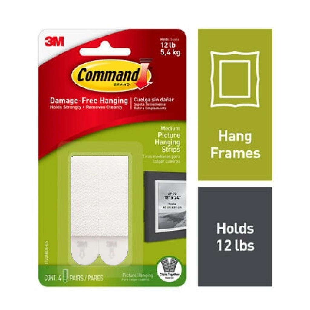 3M 172014PK Medium Adhesive Picture Hanging Strips