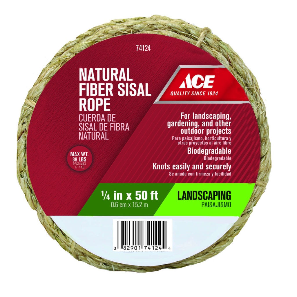 Ace 1/4 in. D X 50 Ft. L Natural Twisted Sisal Rope