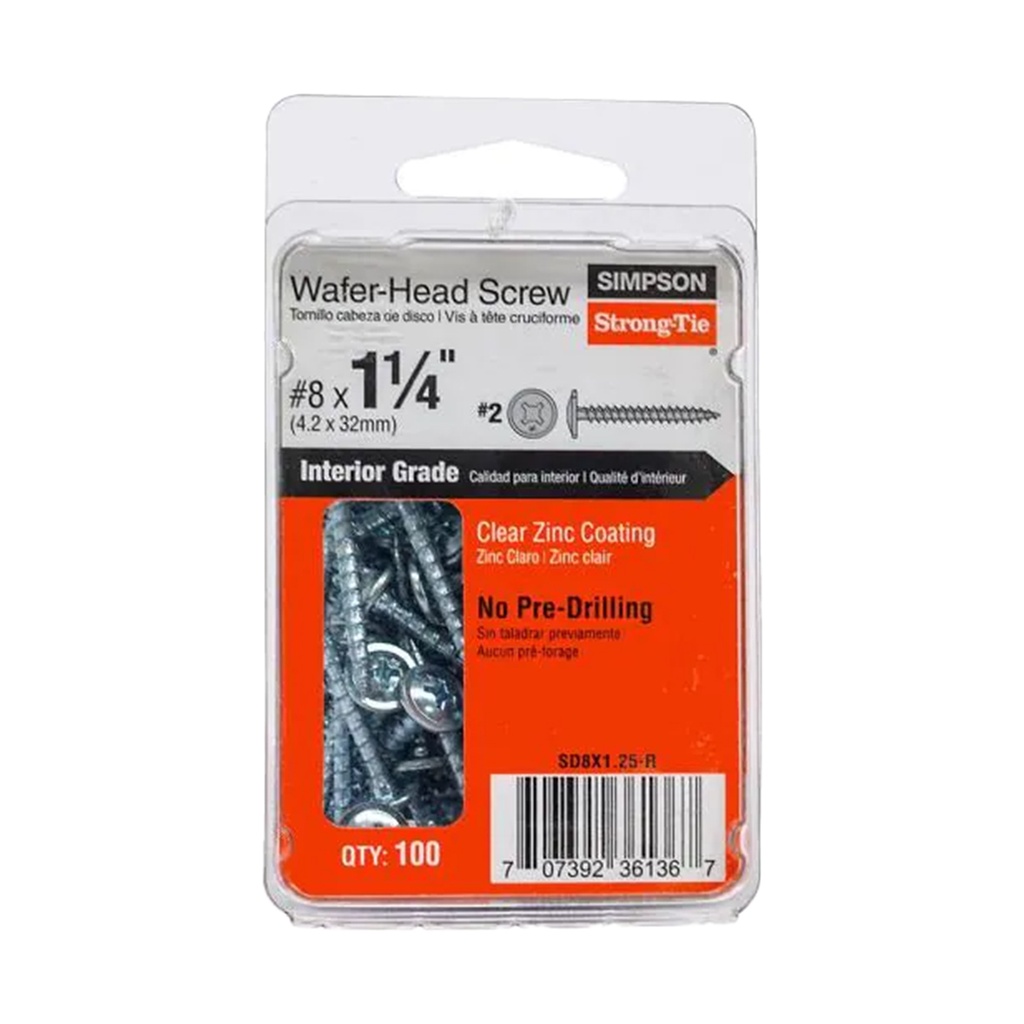 Simpson Strong-Tie No. 8 Sizes X 1-1/4 in. L Phillips Wafer Head Serrated Structural Screws