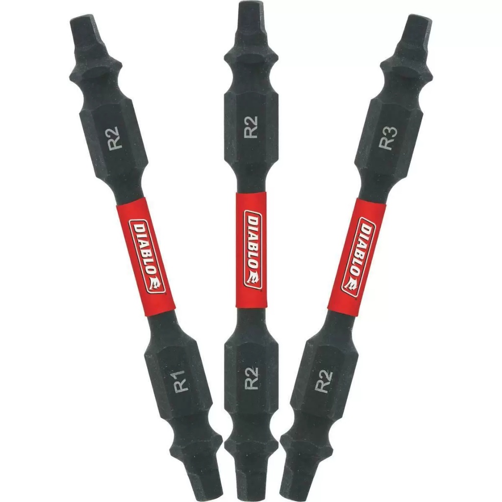 Diablo Square 2-1/2 in. L Double-Ended Screwdriver Bit Set Black Oxide 3 Pc