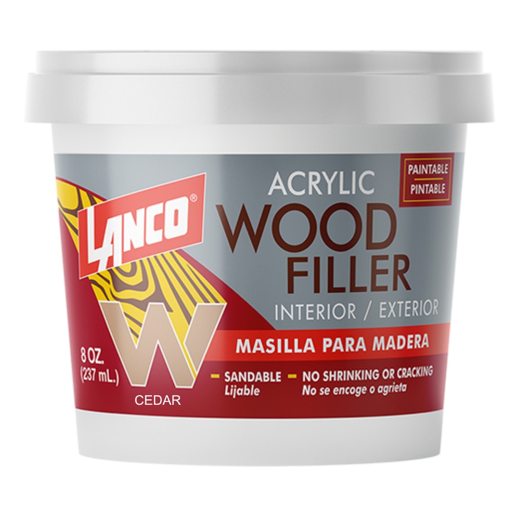 [WF8307] LANCO ACRY.W/FILLER 8 OZ CEDAR