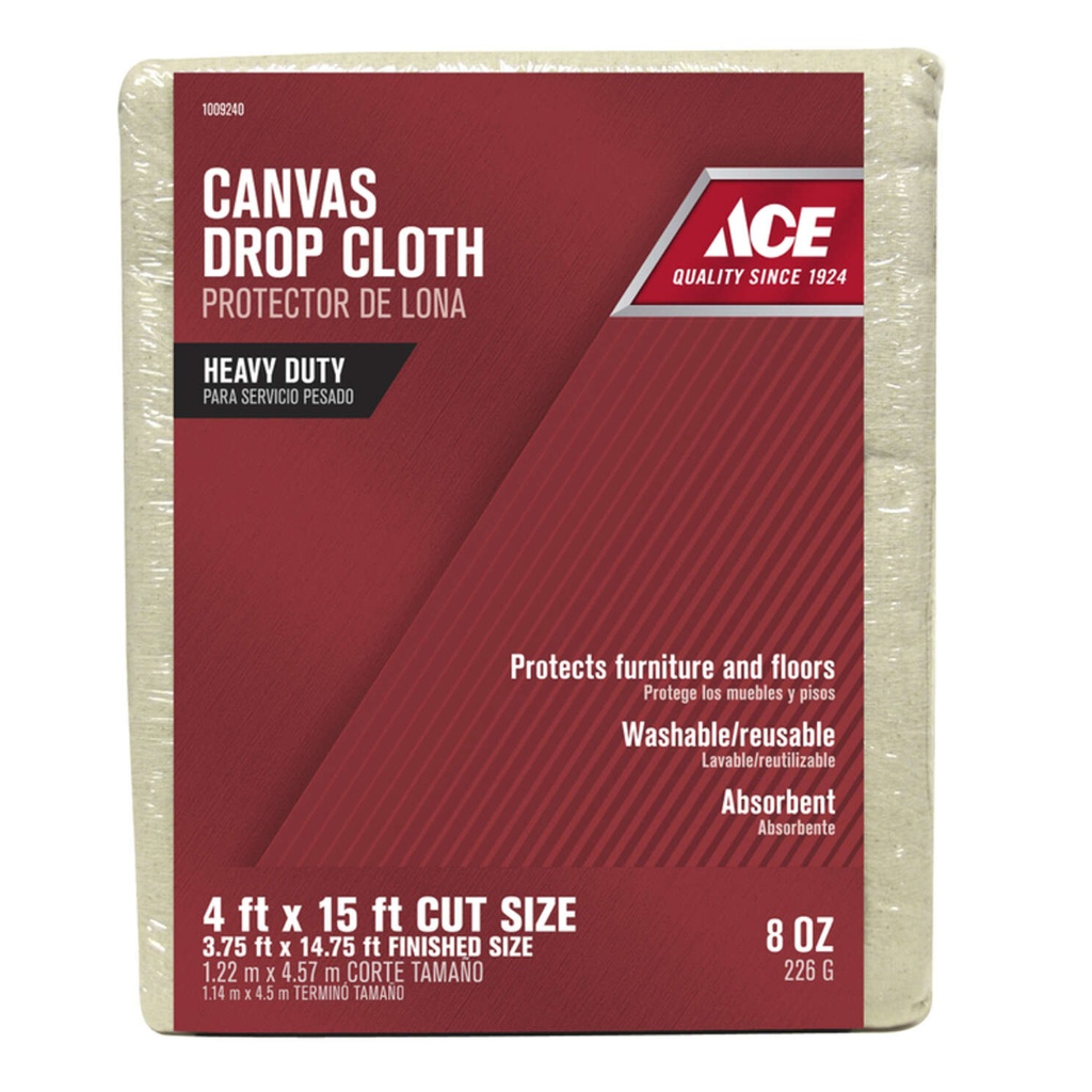 Ace 4 Ft. W X 15 Ft. L 8 Oz Canvas Drop Cloth 1 Pk