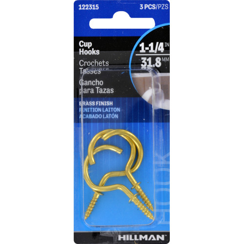 [122315] The Hillman Group 122315 Cup Hook  No Size  Chrome Chrome Nickel