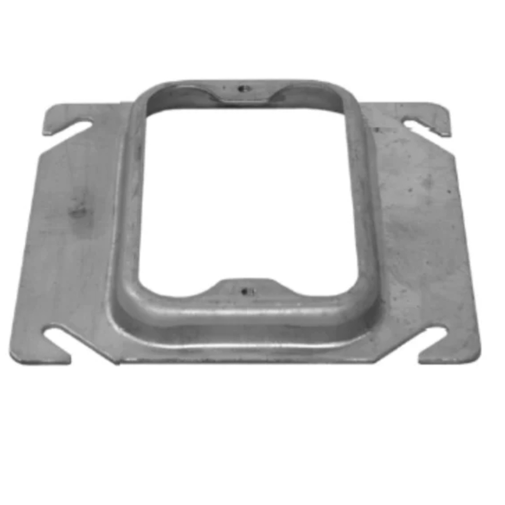 4 in. Metal 2-Gang 2.3 Cu. in. Square Pre-Galvanized Mud Ring - 1/4 in. Raised (52C20-10R)
