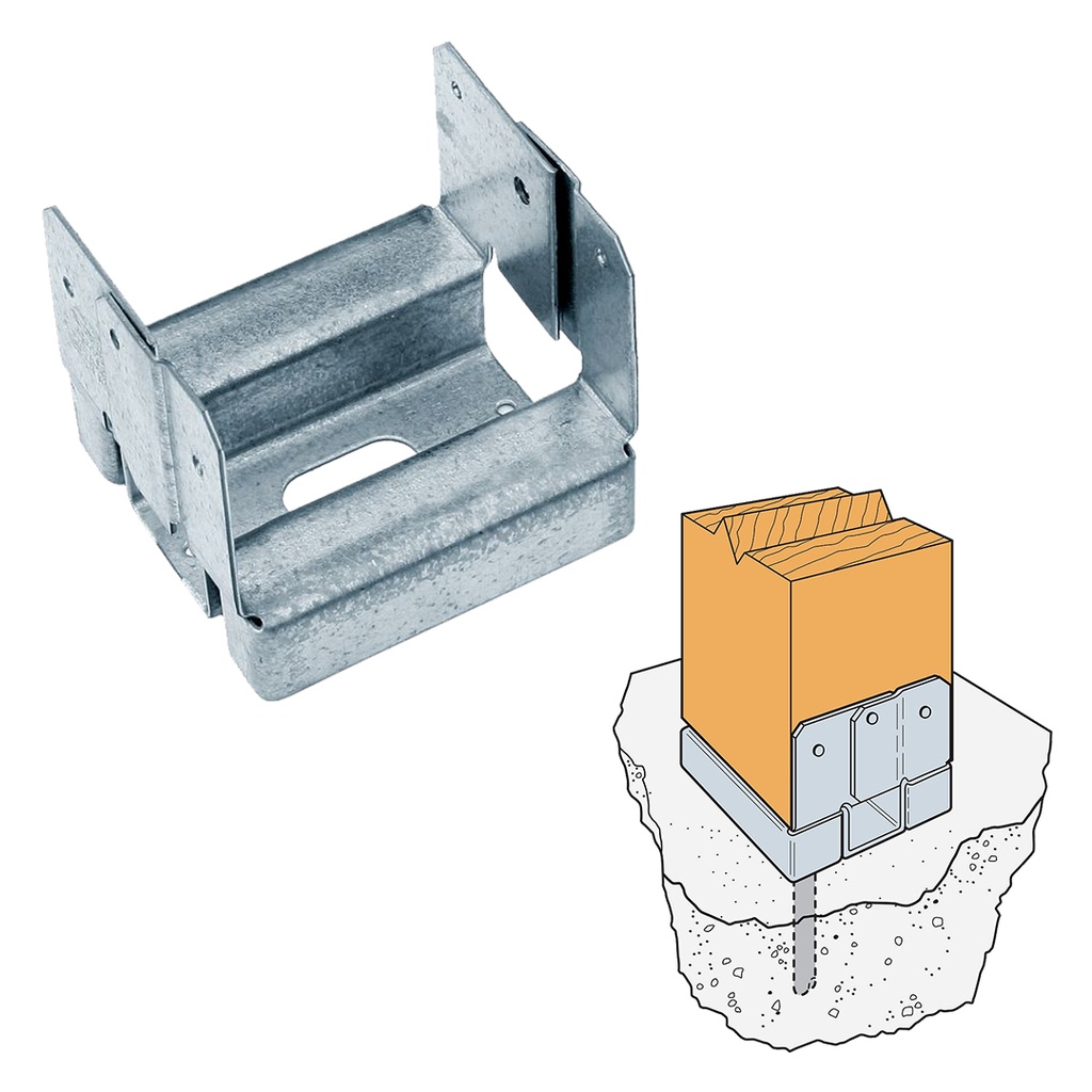 [ANCLAJE066] Simpson Strong-Tie ZMAX 3.63 in. H X 4 in. W 16 Ga. Galvanized Steel Standoff Post Base