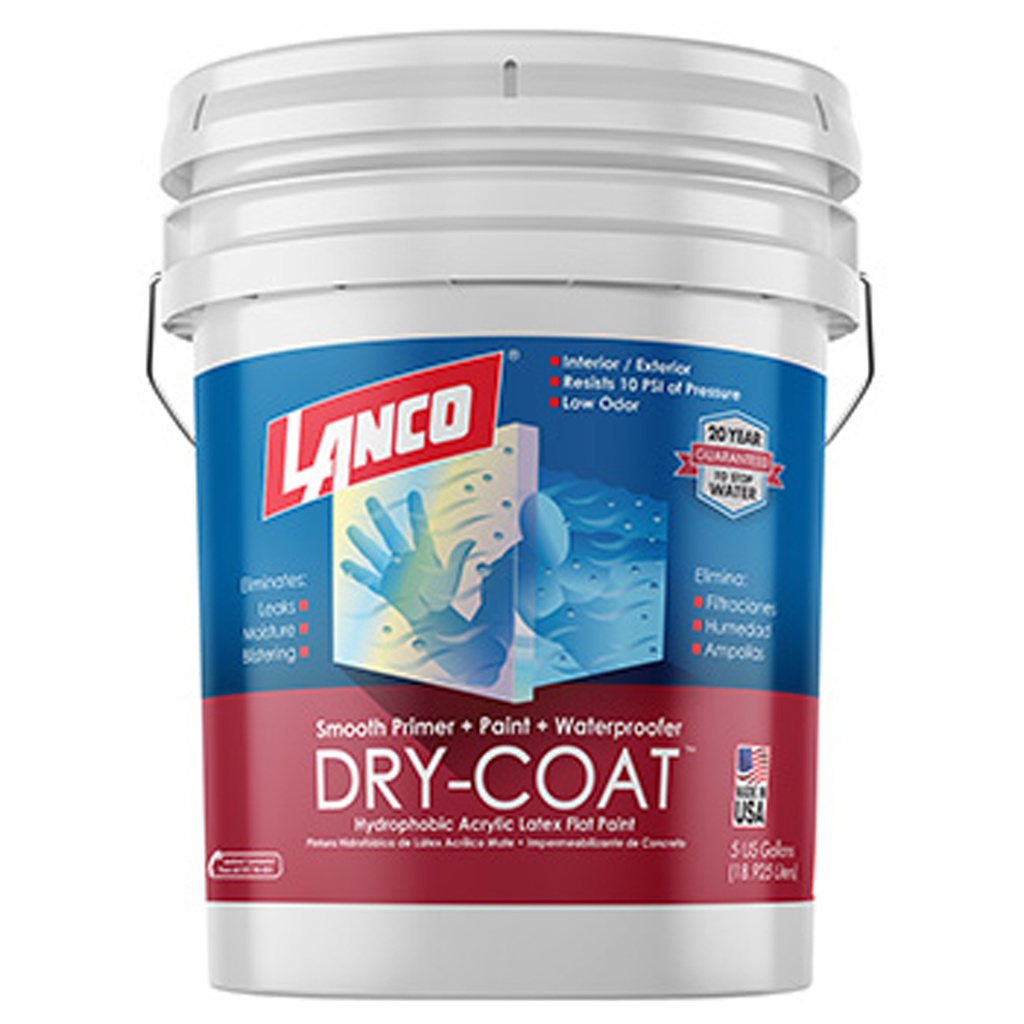 [DC4802] 5 Gal. Dry-Coat White Pastel Flat Acrylic-Latex Interior and Exterior Smooth Masonry Waterproofing Paint