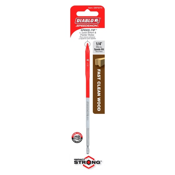 Diablo 1/4 in. X 6 in. L High Speed Steel Clean Wood Spade Bit Hex Shank 1 Pk