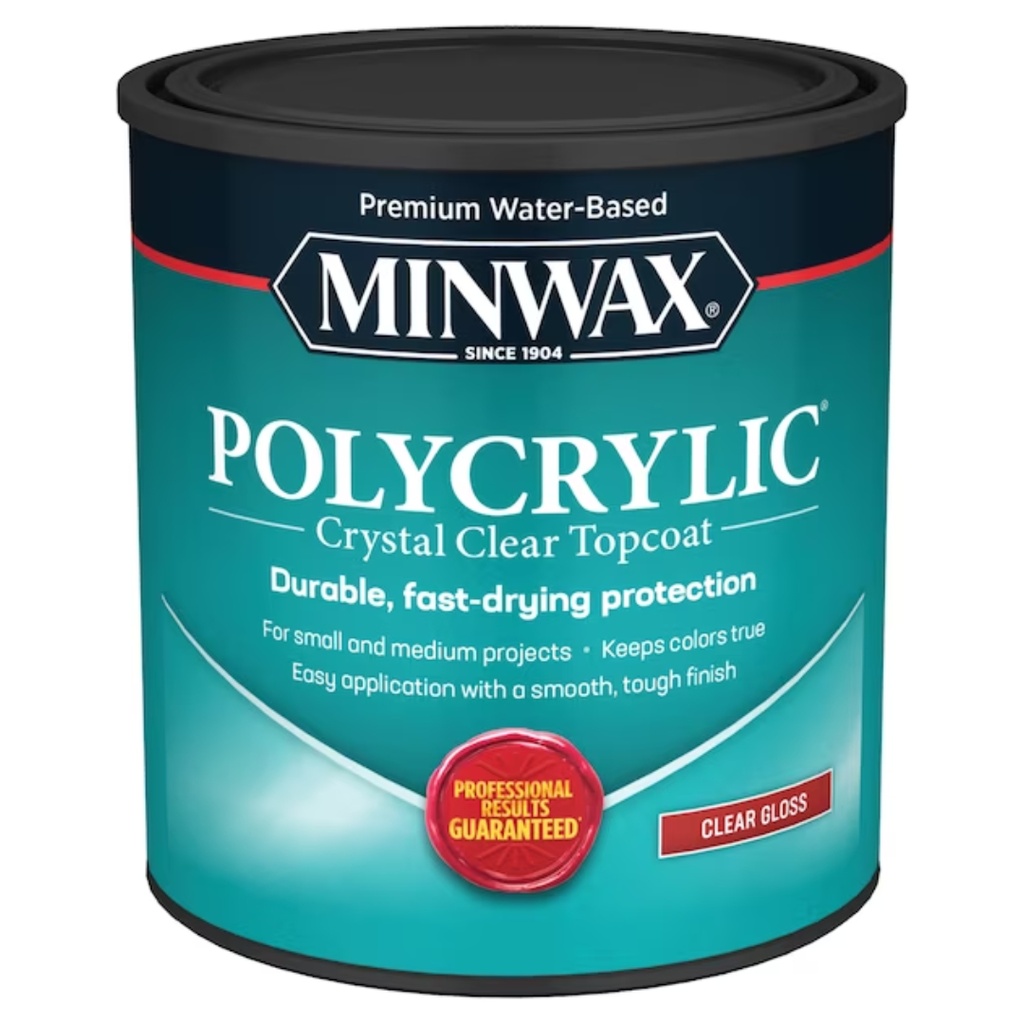 Minwax Polycrylic Gloss Crystal Clear Water-Based Polyurethane 1 Qt