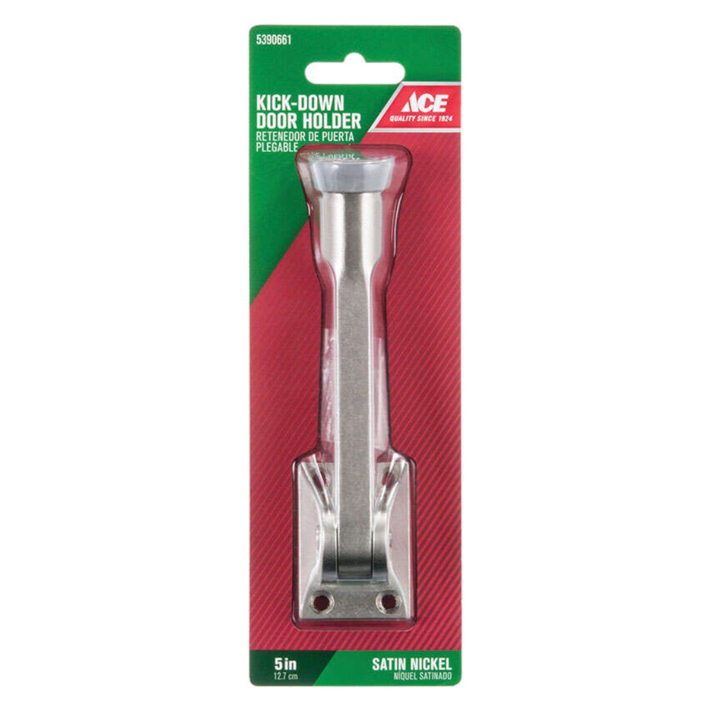 Ace Metal Kick-Down Door Holder 5 in. L Satin Nickel Gray
