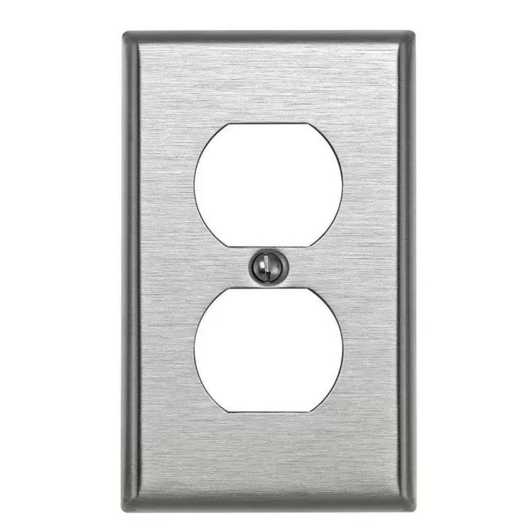 [3004826] Wall Plate C-Series Satin Silver 1 Gang Stainless Steel Duplex Satin