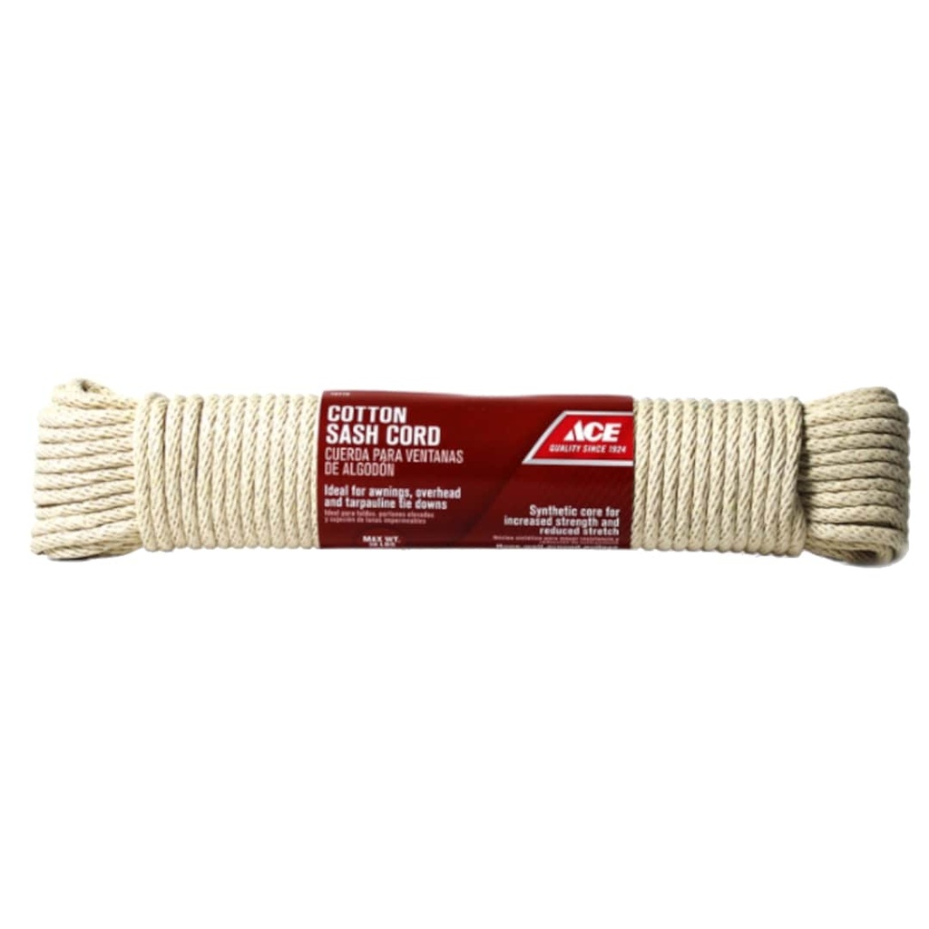 Ace 1/4 in. D X 100 Ft. L White Solid Braided Cotton Cord