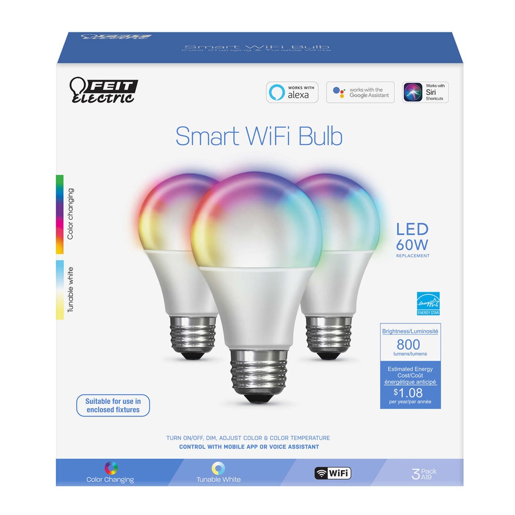 LED SM A19E26 60W CC 3PK