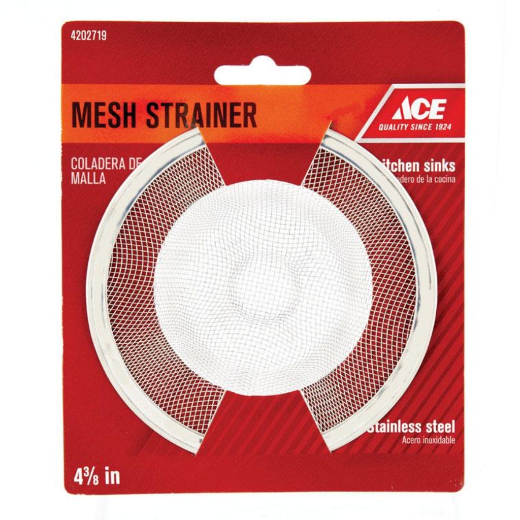 Ace 4-3/8 in. D Chrome Silver Stainless Steel Mesh Strainer