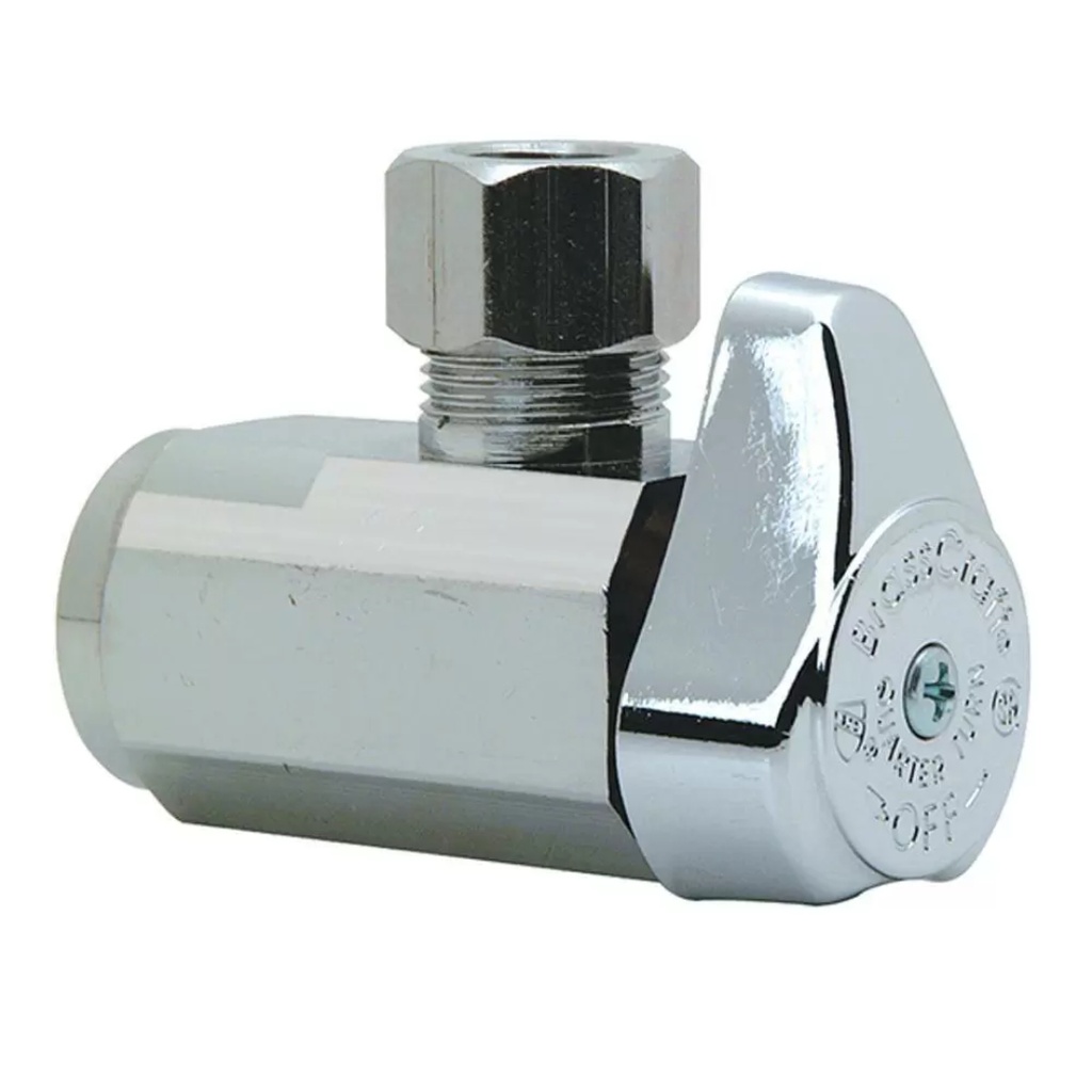 BrassCraft 1/2 in. FPT Outlets X 3/8 in. Brass Shut-Off Valve