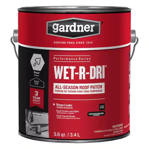 Gardner WET-R-DRI Gloss Black Patching Cement All-Weather Roof Cement 5 Gal