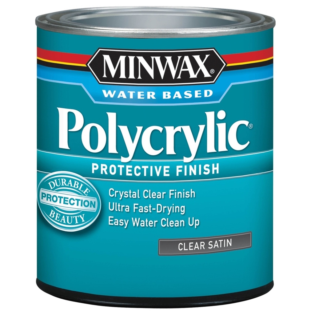 Minwax Polycrylic Satin Crystal Clear Water-Based Polyurethane 1 Qt