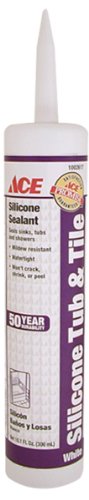 Ace White Silicone Kitchen and Bath Caulk Sealant 10.1 Oz - Total Qty: 12