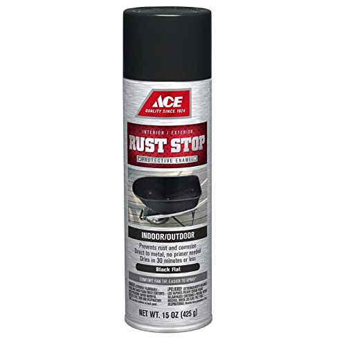 Ace Rust Stop Flat Black Spray Paint 15 Oz - Total Qty: 6