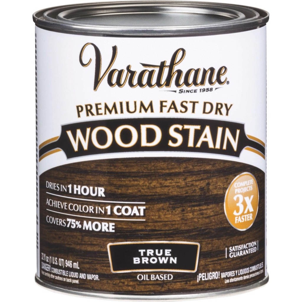 Varathane Premium True Brown Oil-Based Urethane Modified Alkyd Fast Dry Wood Stain 1 Qt