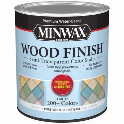 Minwax Wood Finish Water-Based Semi-Transparent Pure White Tint Base Water-Based Wood Stain 1 Qt