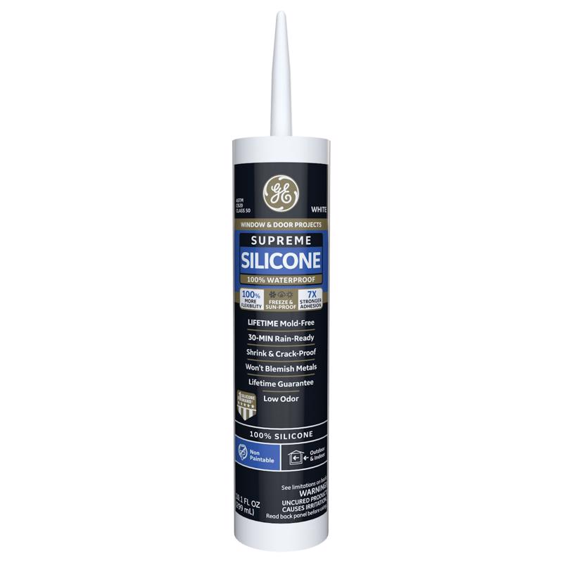 GE Supreme White Silicone Window and Door Sealant 10.1 Oz 
