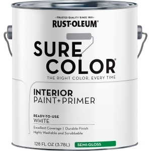 Rust-Oleum Sure Color Semi-Gloss White Water-Based Paint + Primer Interior 1 Gal