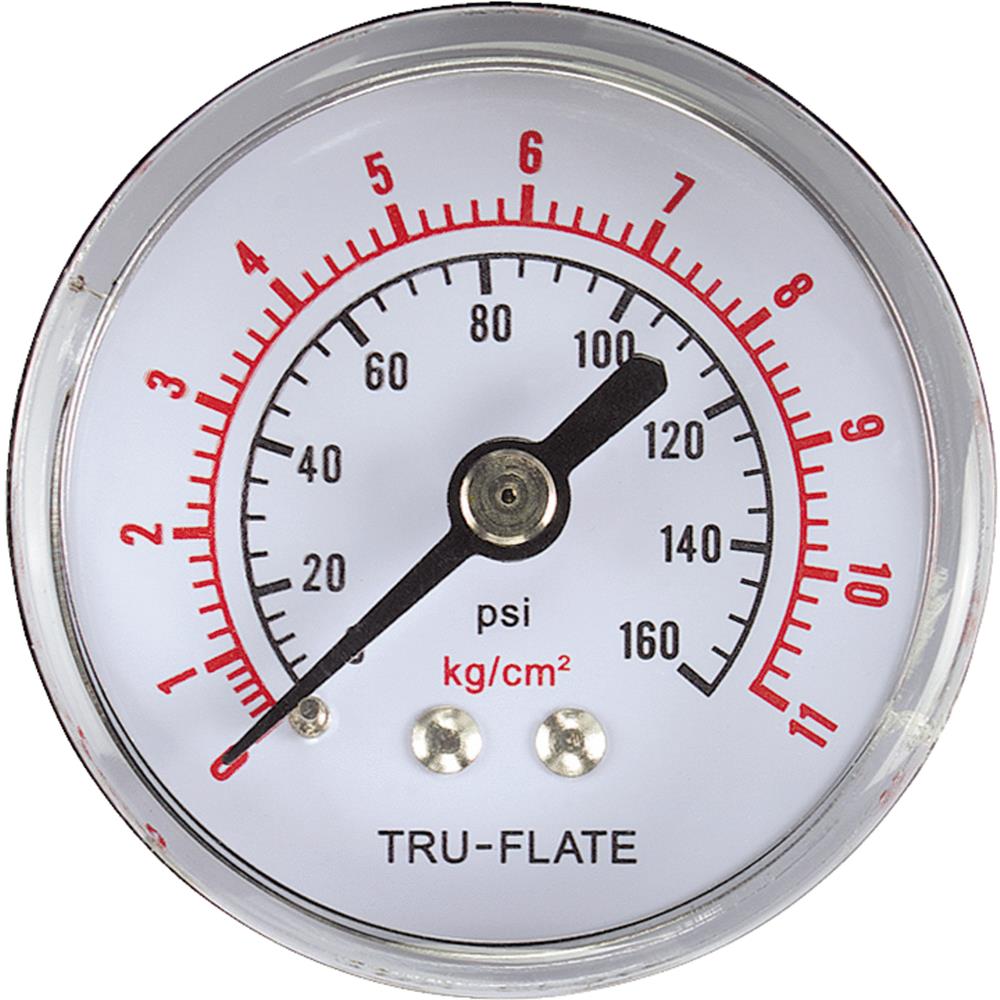 Tru-Flate Polycarbonate Air Line Gauge 1/4 in. NPT 160 PSI 1 Pc