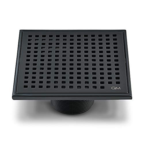 QM Drain Lagos Mira Center Grid Shower Drain, Stainless Steel in Black, Size 5.54 H X 1.0 W X 6.0 D in | Wayfair 88.100.06 BK