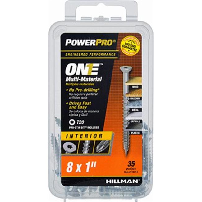 [116714] HILLMAN Power Pro No. 8 Ga. X 1 in. L Star Flat Head Coarse Multi-Material Screws