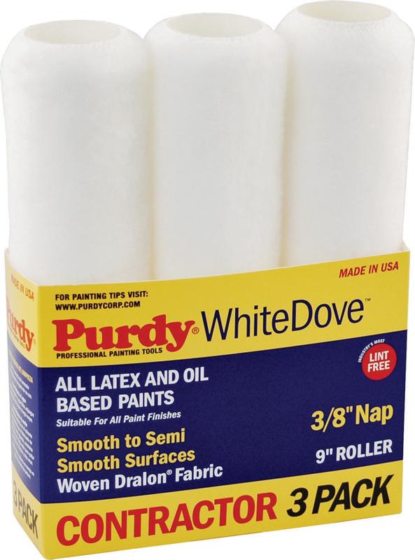 Purdy White Dove Woven Fabric 9 in. W X 3/8 in. Paint Roller Cover 3 Pk