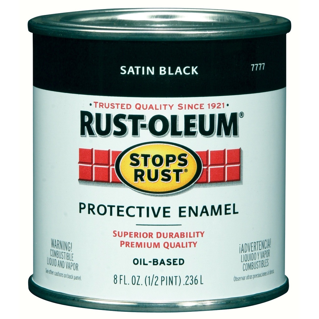 Rust-Oleum Stops Rust Indoor and Outdoor Satin Black Oil-Based Enamel Protective Paint 0.5 Pt