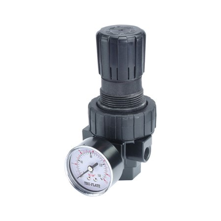 Tru-Flate Plastic/Steel Compact Regulator with Gauge 3/8 in. NPTF 125 PSI 1 Pc