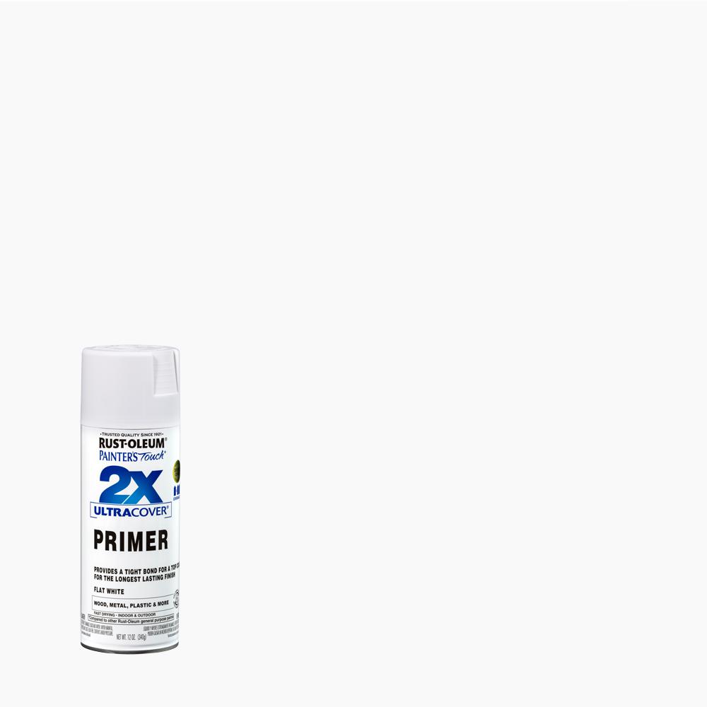 [1395524] Rust-Oleum 12oz Painters Touch 2X Ultra Cover Spray Paint White Primer: Matte Enamel for Interior & Exterior Surfaces