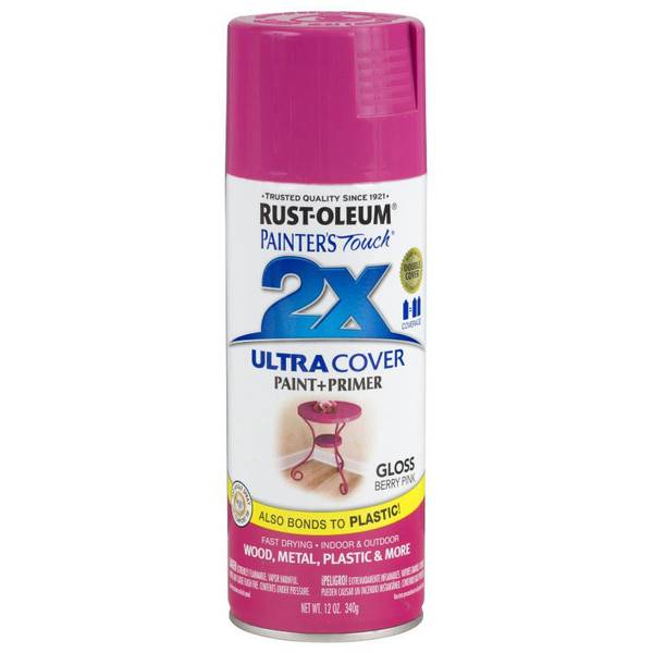 Rust-Oleum PTouch 2X + Spray Paints Berry Pink: Glossy Oil-Based for Wood & Metal, Interior/Exterior Use, Fast Drying
