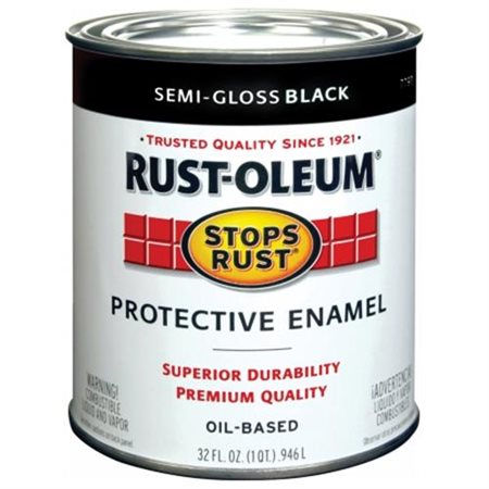 Rustoleum 1 Quart Semi Gloss Black Protective Enamel Oil Base Paint  7798-502