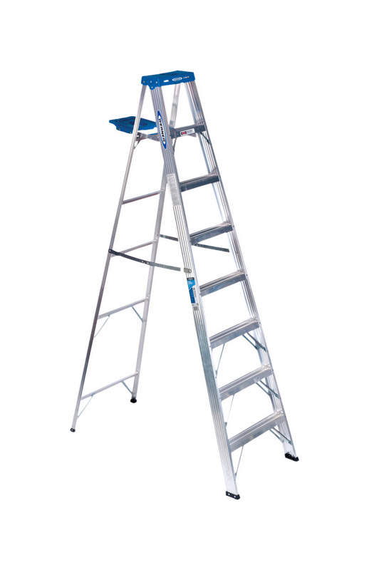 Werner 8 Ft. H Aluminum Step Ladder Type I 250 Lb. Capacity