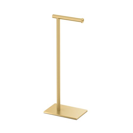 Gatco 1431 Latitude 2 Free Standing Toilet Paper Holder Brushed Brass Bathroom Hardware and Accessories Bathroom Hardware Toilet Paper Holders