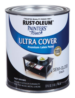 [1513647] Rust-Oleum Painters Touch Ultra Cover Semi-Gloss Black Water-Based Paint Exterior and Interior 1 Qt