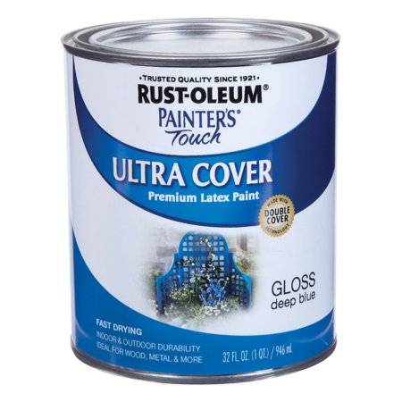 [1513951] Rust-Oleum Painters Touch Gloss Deep Blue Water-Based Ultra Cover Paint Exterior and Interior 1 Qt