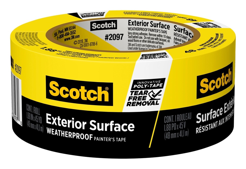Scotch 1.88 in. X 45 Yds. Exterior Surface Weatherproof Yellow Painter's Tape (1 Roll)