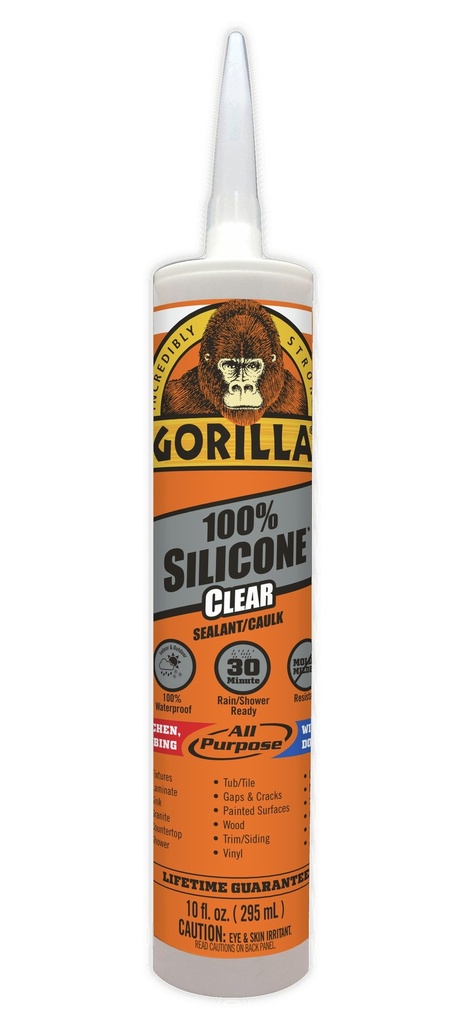 Gorilla Clear Silicone All Purpose Sealant 10 Oz.