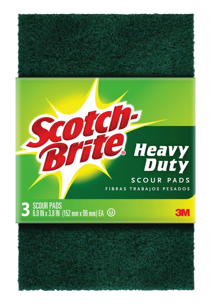Heavy-Duty Scouring Pad, 3.8 X 6, Green, 10/Carton