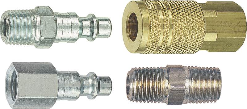 Tru-Flate Brass/Steel Air Coupler and Plug Set 1/4 in. Female 4 Pc