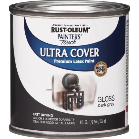 Rust-Oleum Painters Touch Ultra Cover Gloss Dark Gray Water-Based Latex Ultra Cover Paint 0.5 Pt