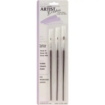 Linzer No. 000, No. 00 and No. 0 W Assorted Artist Paint Brush Set