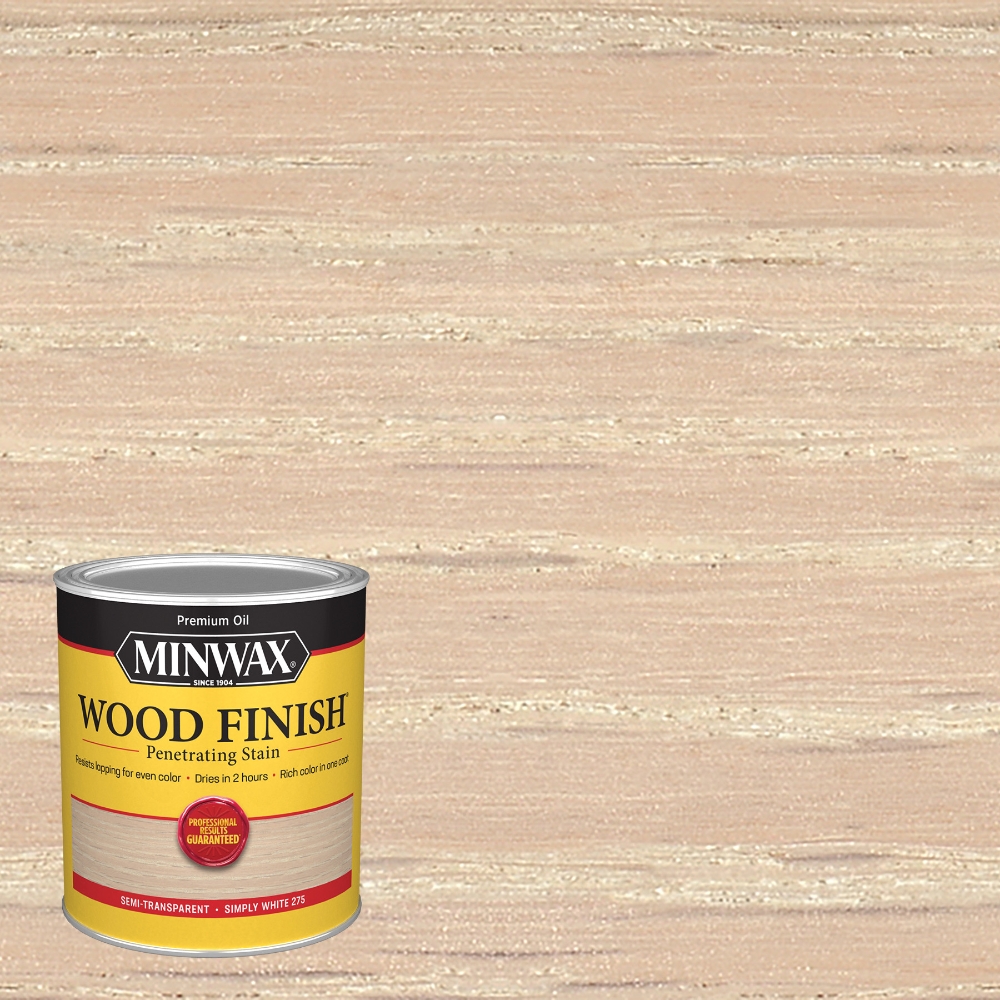 Minwax Wood Finish Semi-Transparent Simply White Oil-Based Penetrating Wood Finish 1 Qt