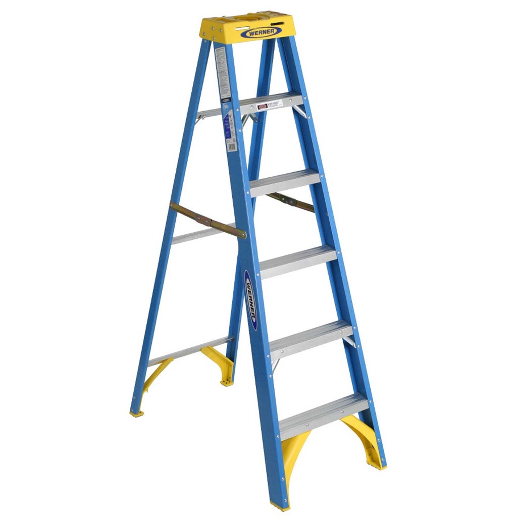 Werner 6 Ft. H Fiberglass Step Ladder Type I 250 Lb. Capacity